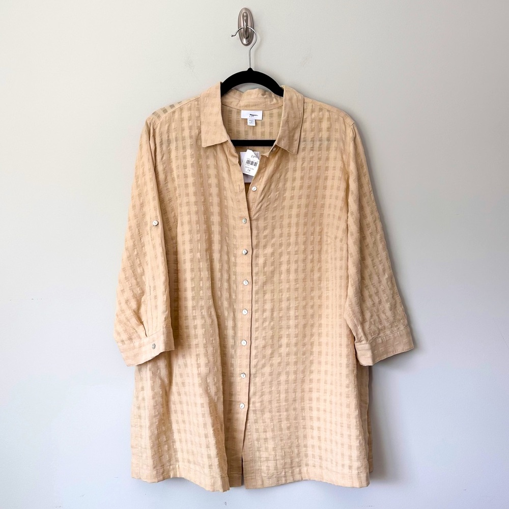 J. Jill Cream Textured Button-Front Shirt